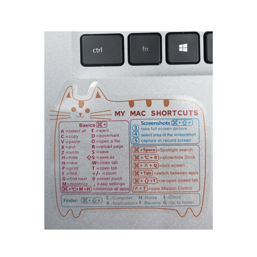 Autocollant Raccourcis Clavier (vinyle) pour tout MacBook, iMac, Mac Mini