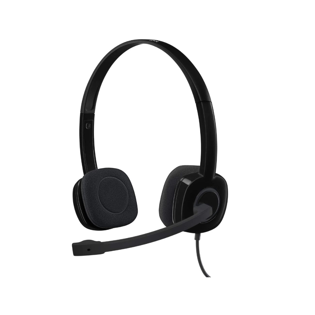 Casque filaire Logitech H151, écouteurs stéréo avec microphone rotatif à réduction de bruit